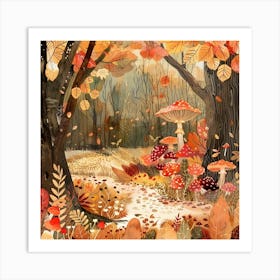 Autumn Mushrooms Art Print