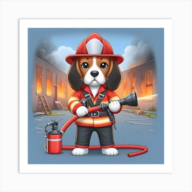 Beagle Firefighter 2 Art Print