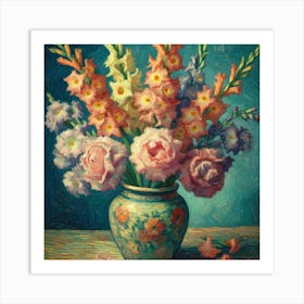 Vase with Gladioli Art Print