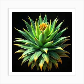 Close Up Of A Green Aloe Vera Plant Art Print