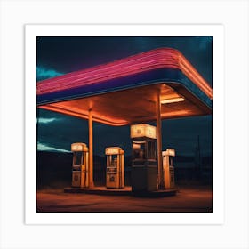 Gas Station At Night 1 Art Print