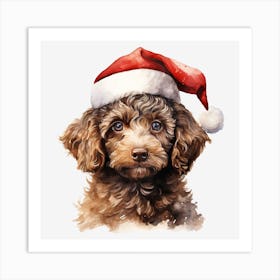 Santa Poodle 1 Art Print