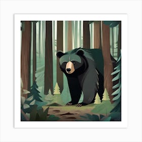 Black Bear In The Forest 1 Art Print