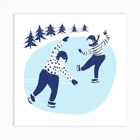 Skating Girls Square Art Print