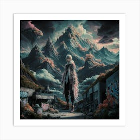 Girl In The Mountains 1 Art Print