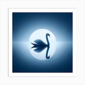 Swan In The Moonlight Art Print