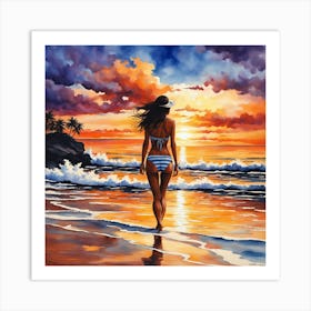 Sunset On The Beach 1 Art Print