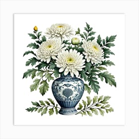 Chrysanthemums In A Vase 3 Art Print