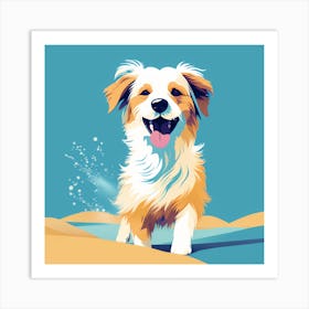 Dog In The Sand, colorful dog illustration, dog portrait, animal illustration, digital art, pet art, dog artwork, dog drawing, dog painting, dog wallpaper, dog background, dog lover gift, dog décor, dog poster, dog print, pet, dog, vector art, dog art Art Print