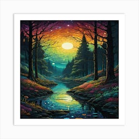 Rainbow In The Forest 1 Art Print