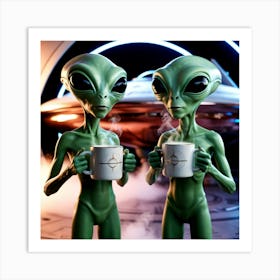 Coffee Aliens 1 Art Print