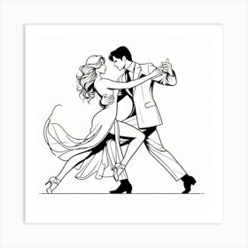 Line Art Tango dance 4 Art Print