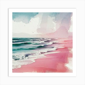 Watercolor Beach Painting Art Print