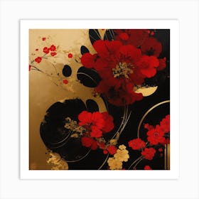 Gutai Red Flowers Art Print