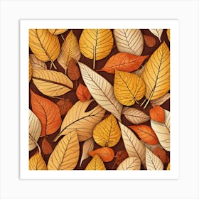 Autumn Leaves Seamless Pattern 11 Art Print