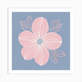 A White And Pink Flower In Minimalist Style Square Composition 486 Art Print