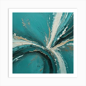 Teal & Gold Abstract 2 Art Print