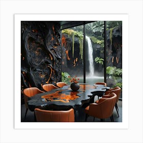 Waterfall In A Dining Room Art Print