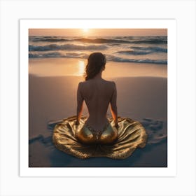 Mermaid At Sunset Art Print