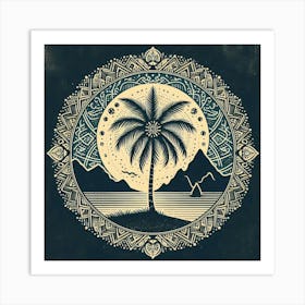 Boho art Silhouette of an island with Palm tree 1 Art Print