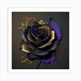 Black and hold rose Art Print