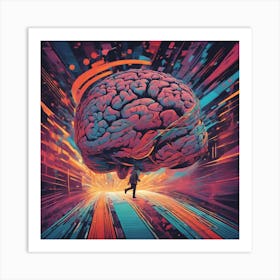 Brain Is Walking Down A Long Path, In The Style Of Bold And Colorful Graphic Design, David , Rainbow (2) Art Print