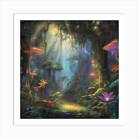 The Lush And Vibrant World Of An Enchanted Rainforest Art Print