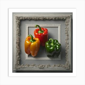 Three Peppers In A Frame 2 Art Print