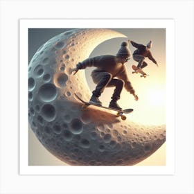 Moon skateboarders  Art Print