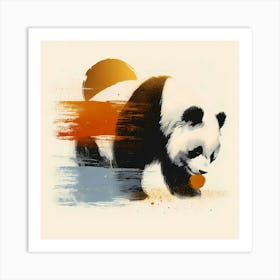 Panda Baer And Sun Creative Minimal Paint Art Print