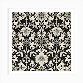 Black And White Damask Art Print