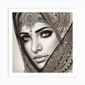 Muslim Woman In A Head Scarf Art Print