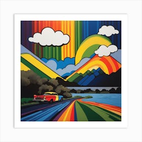 Driving In The Rainbow Art Print