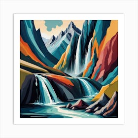 Waterfall Painting 2 Art Print