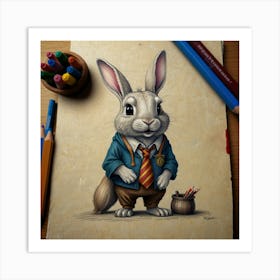 Rabbit In A Suit 2 Art Print