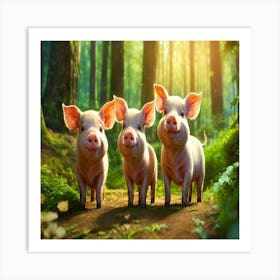 Pigs In The Forest Art Print