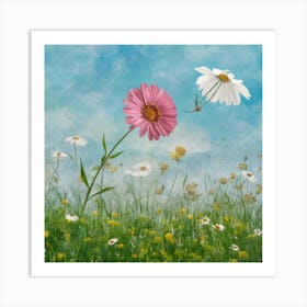 Daisies In The Meadow Art Print