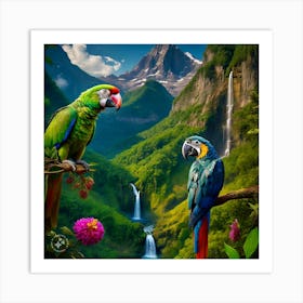 Parrots In The Jungle 1 Art Print