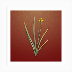 Vintage Iris Martinicensis Botanical on Falu Red Pattern n.1830 Art Print