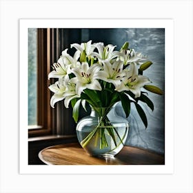 White Lilies In A Vase Art Print