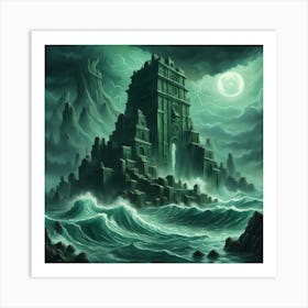 Dark Castle In The Sea Art Print