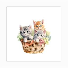 Kittens In A Basket.4 Art Print