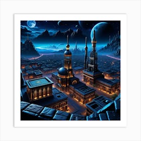 Space City At Night Art Print