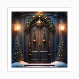 Christmas Door 100 Art Print