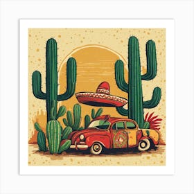 Vintage Mexican Car Art Print