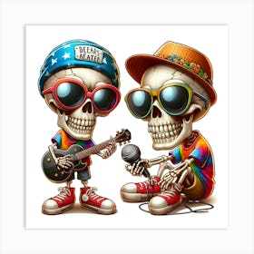 Hippie Skeletons Art Print