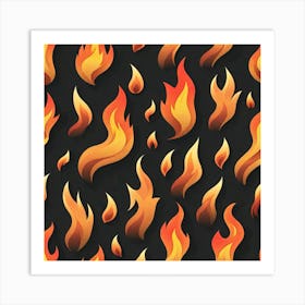 Flames On Black Background 62 Art Print