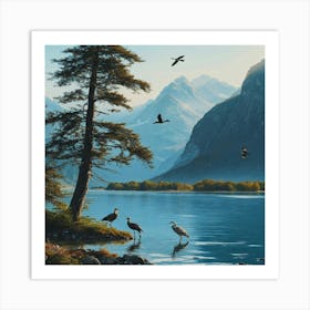 Birds In The Mountains Art Print