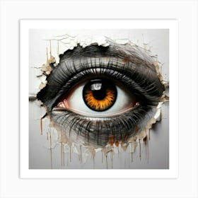 Firefly Hyperrealistic, Oil Painting, White Background, Eye, Ripped Paper, Gorilla Face, Black Ink, Art Print