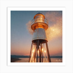 Lighthouse At Dusk Art Print